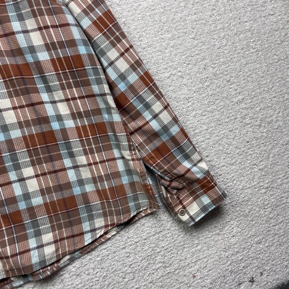 Marmot Womens XL Rust Orange Plaid Button Up Shirt Long Sleeve Fitted Outdoors - Picture 3 of 11